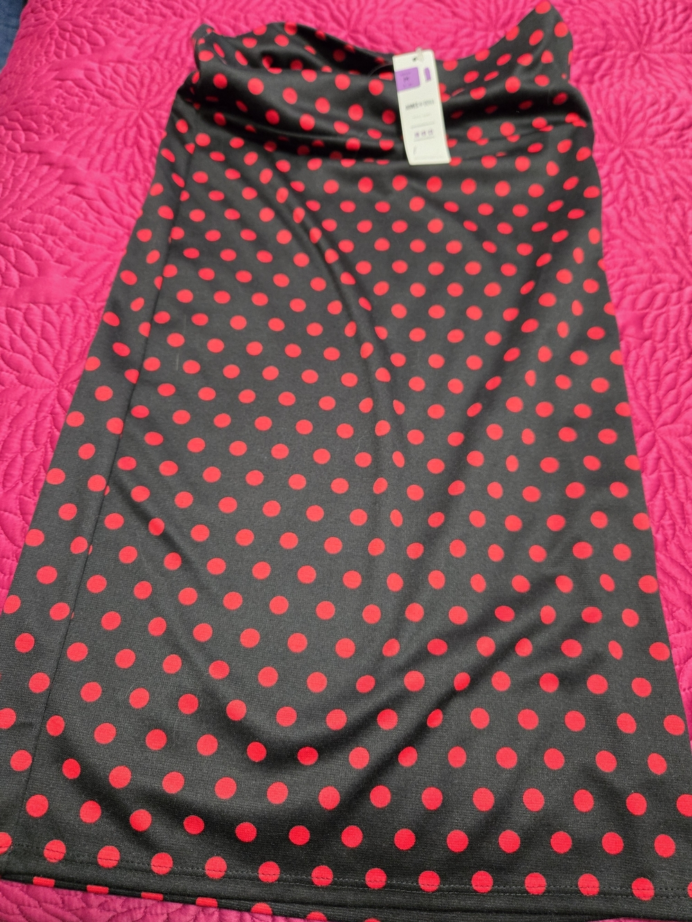 Agnes & Dora Black Pencil Skirt with Red Polka Dots